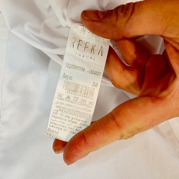 REFKA White Assymetric Hem Blouse Long Sleeves sz M - Picture 6 of 11